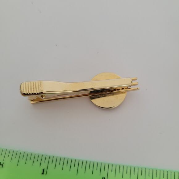 Unbranded Bar Clip Cufflinks Set Gold Red Tone Round Bird Eagle? - Picture 4 of 6